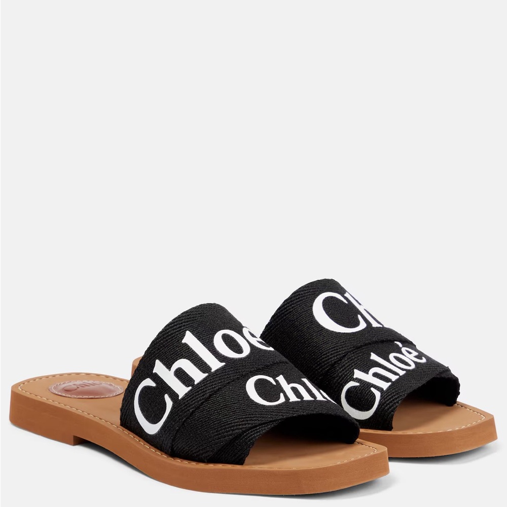 サンダル・ミュール Chloe Black linen Woody slippers Amazon | [クロエ] サンダル ウッディ フラットミュール